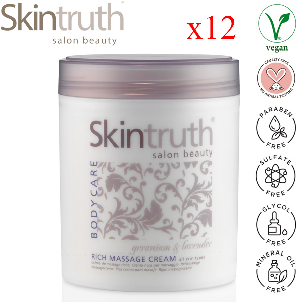 Skintruth MASSAGE Stresszoldó, hidratáló, regeneráló gazdag testmasszázs krém 450 ml x12