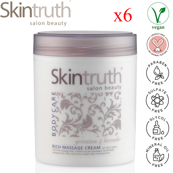 Skintruth MASSAGE Stresszoldó, hidratáló, regeneráló gazdag testmasszázs krém 450 ml x6