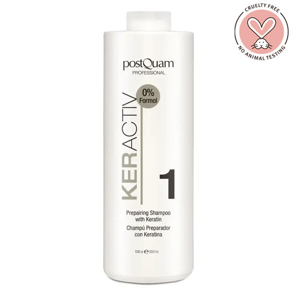 PostQuam Professional KERACTIV Keratinos helyreállító és hajszerkezet újjáépítő sampon 1000 ml